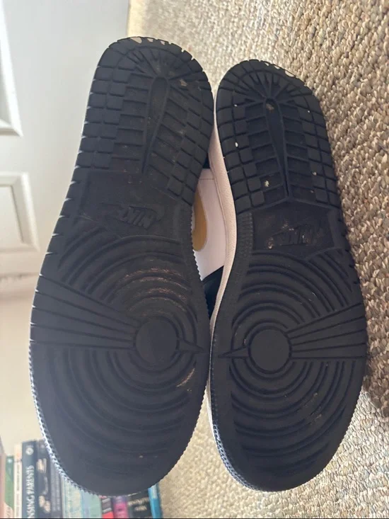 Air Jordan 1 Black White & Gold High-Top Sneakers - Picture 5 of 6